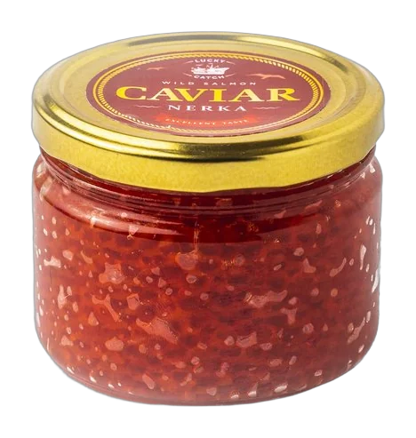 Nerka (Sockeye) Caviar jar, real product photo